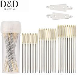 Agulhas de Costura à Mão com Metal Threader, Ferramentas De Costura, Ponto Cruz, Olho Grande, D & D, 30pcs, 2pcs - Image 1