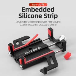 Rockbros-suporte de celular para bicicleta e motocicleta, suporte de liga de alumínio, mecânico, cinco furos, para telefone - Image 3