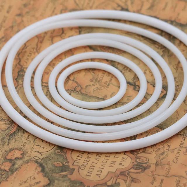 Anel de Captura de Sonhos em Plástico Branco com Argola de Bambu, Ideal para Artesanato DIY e Decoração de Casamentos e Natal