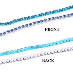 Prata Base De Vidro Strass Cadeia Strass, colorido Corte Cor, Fundo Metal Cadeia Copa, Decoração DIY, 2 jardas - Image 2
