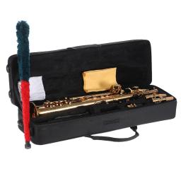 Ammoon latão em linha reta soprano sax saxofone bb b plana woodwind instrumento escudo natural chave carve padrão com estojo de transporte - Image 6
