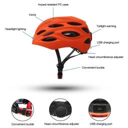 Capacete de ciclismo, de bicicleta, mtb e estrada, moldado integralmente, com luz de led, reflexivo, eps + pc, para esportes ao ar livre - Image 6