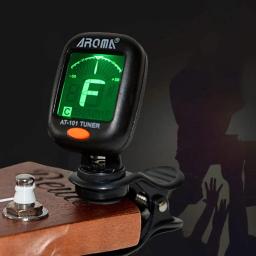 Afinador digital com prendedor aroma at-101, equipamento dobrável e giratório de alta sensibilidade para violão, baixo cromático, violino e ukelele - Image 5