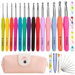 Kits de agulhas de crochê com saco, 37 peças, alça macia, conjunto de agulhas de crochê, tecelagem, tricô, com bolsa, faça você mesmo, ferramenta de tecelagem - Image 1