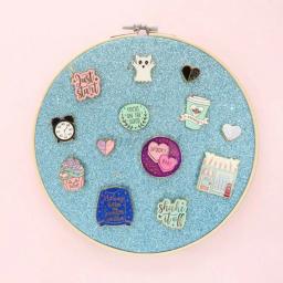 Exibição de pino de broche, placa de glitter para pendurar na parede, aro bordado - Image 3