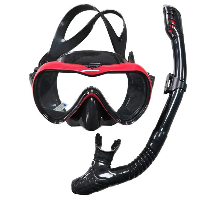 Conjunto de Máscara de Mergulho Dry Snorkel com Vidro Temperado e Tecnologia Antivazamento e Antifog, Ajustável para Natação e Mergulho