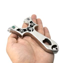Material de aço inoxidável catapulta slingshot de metal completo tiro ao ar livre caça pássaro poderoso equipamento ferramentas profissionais - Image 3