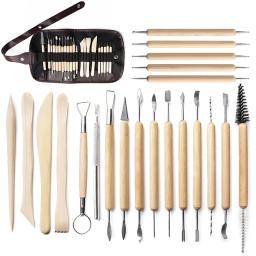 Kit de ferramentas para artesanato em argila, 11/25/61 peças, ferramentas para escultura, cerâmica, cabo de madeira - Image 3