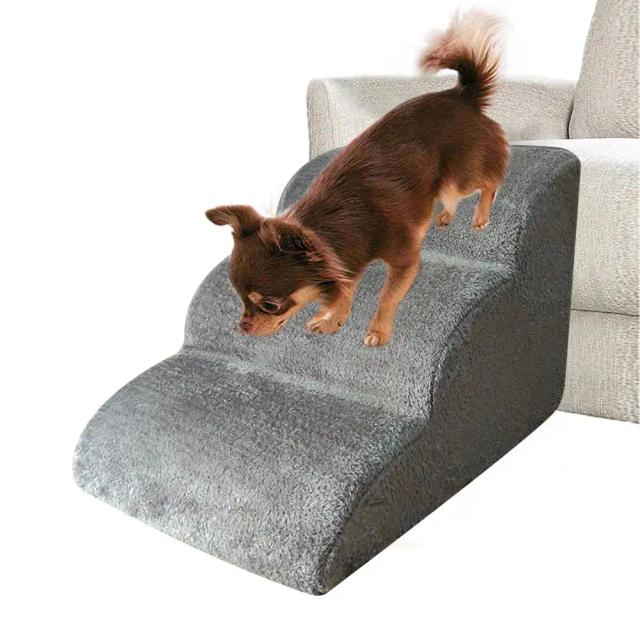 Escada Antiderrapante de 3 Passos para Cães e Gatos Pequenos - Removível e Segura para Acesso a Camas e Sofás