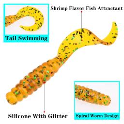 Isca De Pesca De Silicone Macio, Isca De Pesca, Giratória Jigging Wobblers, Camarão Baixo, Cheiro De Peixe, Iscas De Borracha Artificial, Verme, 4,8 cm, 1,2g, 10Pcs - Image 2