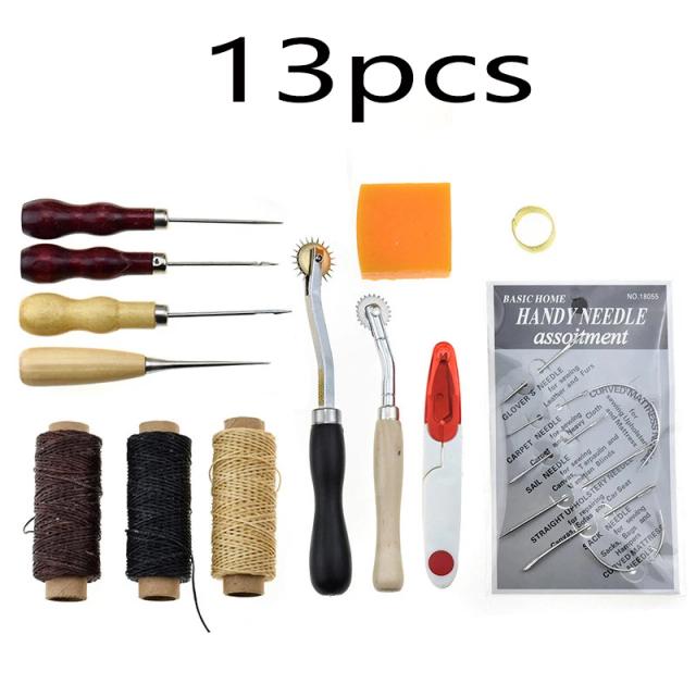 Kit Profissional de Ferramentas de Couro para Costura Manual e DIY - 37 Peças para Escultura e Acessórios Artesanais