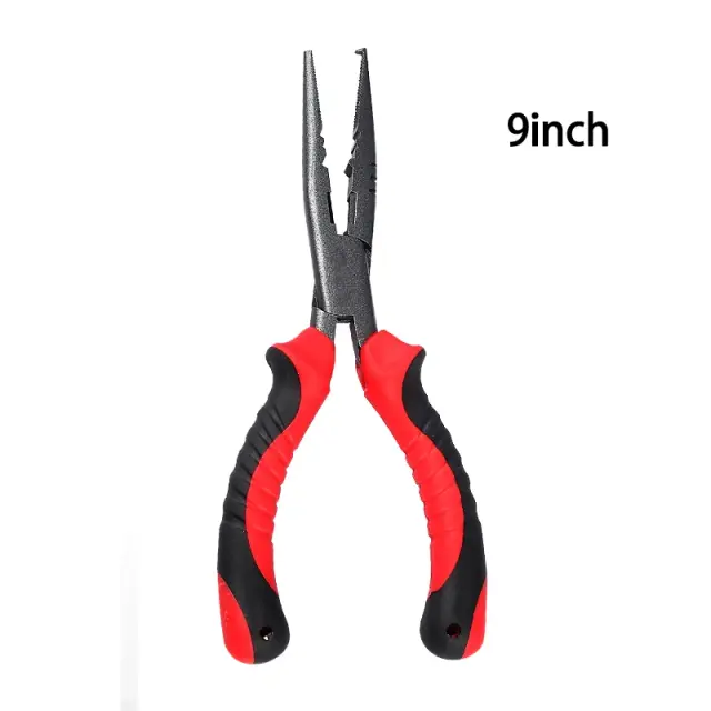 Alicate de Pesca Crazyshark 7"/9" em Aço Carbono com Pinça de Nariz Longo, Anel Dividido, Crimpagem, Mangas, Cortador e Tesoura.