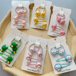 frete grátis 4 pçs/set bebê bonito elástico de cabelo + hairpins meninas dos desenhos animados do ligas para cabello para crianças pinos de cabelo e grampos de cabelo acessórios enfeite cabelo infantil - Image 1