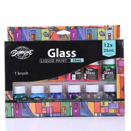 Pintura de vidro pigmentos ricos, conjunto de tinta corporal pesada 12x25ml para pintura de artesanato com tela - Image 1
