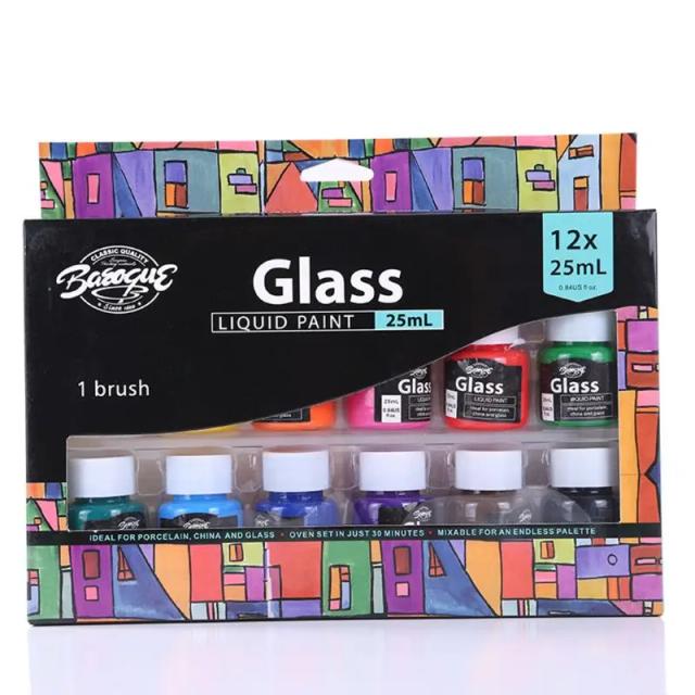 Conjunto de Tintas Corporais Pesadas com 12 Cores de Pigmentos Ricos para Pintura em Vidro e Artesanato em Tela - 25ml cada