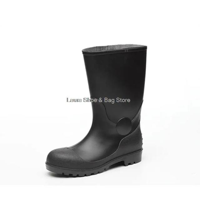 Botas de Segurança Impermeáveis Masculinas com Ponta de Aço em PVC para Chuva