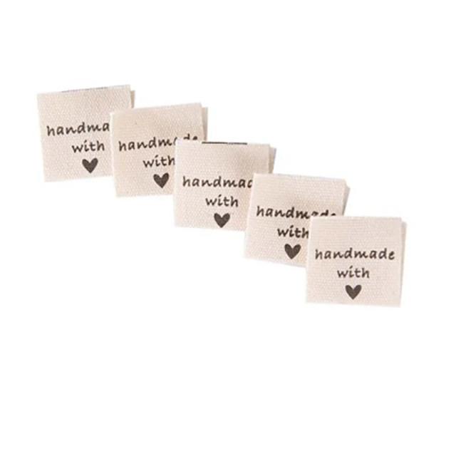 Etiquetas de Algodão Artesanais com Coração - 50 Unidades para Roupas e Acessórios 2x2cm