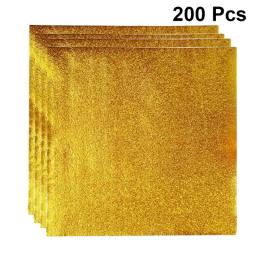 Papel De Folha De Alumínio, Papel De Folha De Ouro, Papel De Embrulho, Pacote De Presente, Casca De Laranja Para Embalagem De Chocolate, Dourado, 200Pcs - Image 1