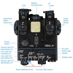 Espingarda com laser de ponto vermelho, mira escotiva com laser de feixe duplo, tática, com laser dbal e peq, com mira de arma para airsoft, com luzes infravermelhas - Image 3