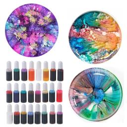 24 cores conjunto de tinta de álcool tintas de desenho resina cola epoxy difusa pigmento líquido resina epoxy pintura tintura 10ml cada arte artesanato dropship - Image 3
