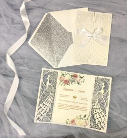 Cartões de convites cortados a laser, convite de festa de aniversário, casamento, árvore dourada, com glitter ou envelope, 1 peça - Image 1