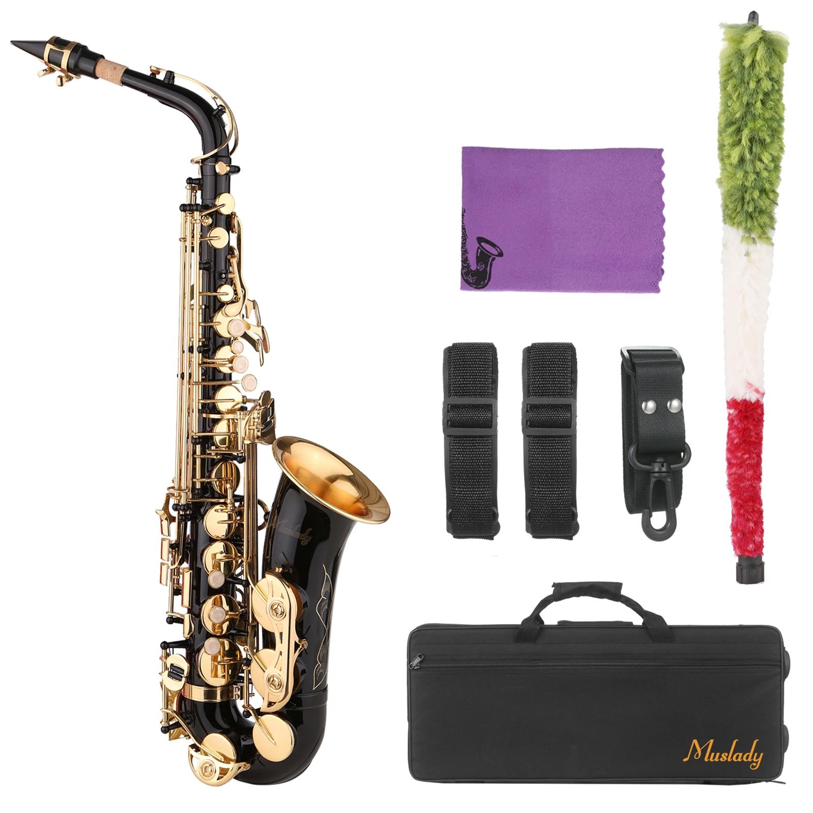 Muslady saxofone e-flat, saxofone de latão eb alto com boquilha e-flat, correias de saxofone para iniciantes, com pincel de pano de limpeza - Image 1