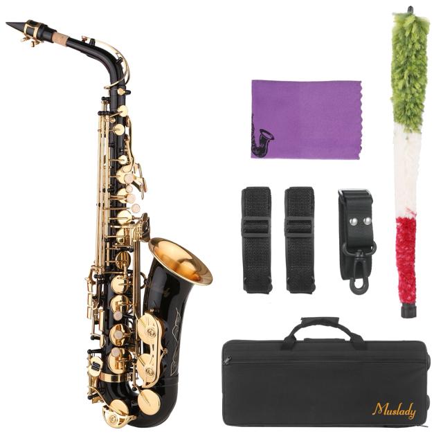 Saxofone E-flat Muslady de Latão para Iniciantes com Boquilha, Correias e Pincel de Limpeza
