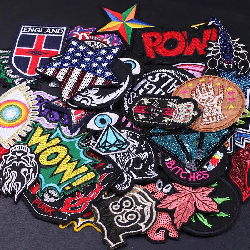 10/20 pçs/lote remendos bordados bonitos misturados aleatórios para vestuário emblemas termoadesivas remendo adesivos para tecido roupas applique - Image 1