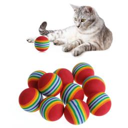 10 pçs colorido gato brinquedo bola interativa gato brinquedos jogar mastigar chocalho scratch espuma natural bola treinamento suprimentos para animais de estimação - Image 3