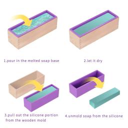 Molde retangular do pão do brinde do silicone, sabonete que faz a ferramenta, caixa de madeira, ferramentas da decoração do bolo, formulário artesanal, 1200g - Image 3
