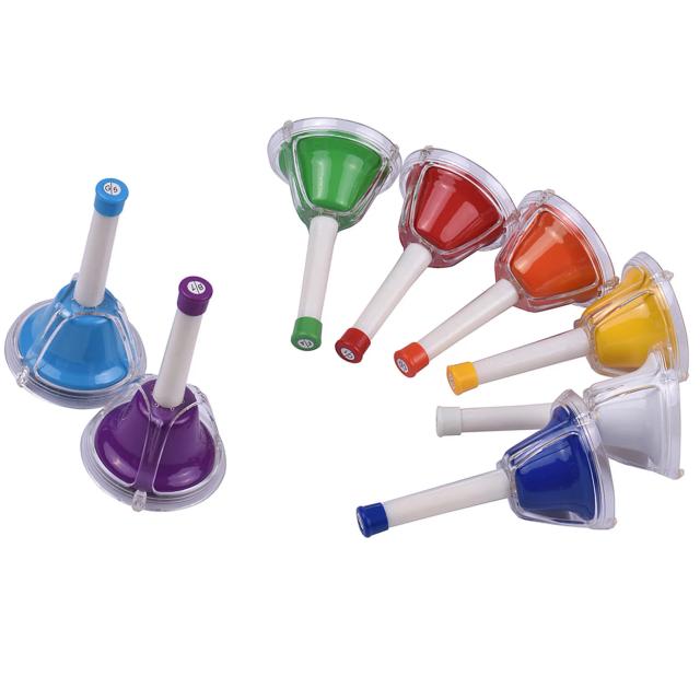 Sino diatônico colorido para crianças - kit de percussão manual com 8 notas para aprendizado musical