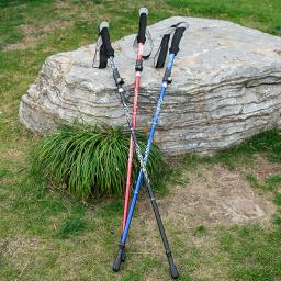 Auminum liga telescópica ultraleve trekking pólo anti choque caminhada dobrável vara - Image 2