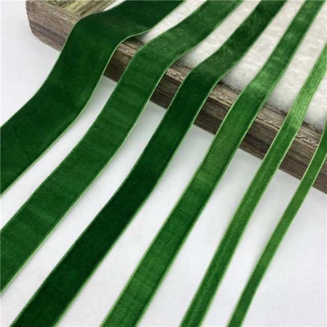 Fita de Veludo Verde de 6mm a 38mm para Presentes Artesanais e Decoração de Festas Natalinas