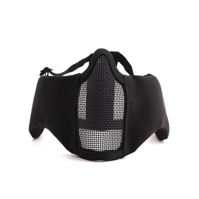 Máscara Facial Tática Airsoft com Malha Auricular Respirável para Paintball, Tiro e Caça