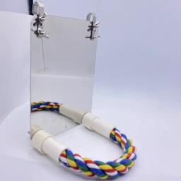 Espelho de aço inoxidável para aves com suporte de corda, brinquedo de espelho para aves com suporte para gaiola de papagaio, pássaros, guardanapos - Image 5