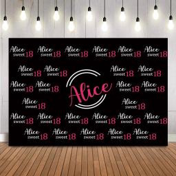 Doce 16 18 adereços para festa de aniversário com logotipo, fundo personalizado, repetição e passos, fófone preto, foto, fotozona, cenários, adereços, papel de parede - Image 1