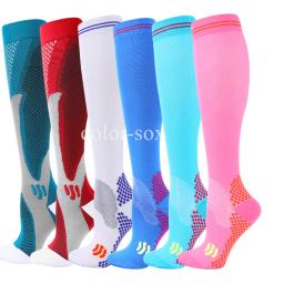 Meias esportivas de compressão para homens e mulheres, varizes, maratona, ciclismo, futebol, meias altas, 20-30mmhg, EU36-50, novo - Image 1