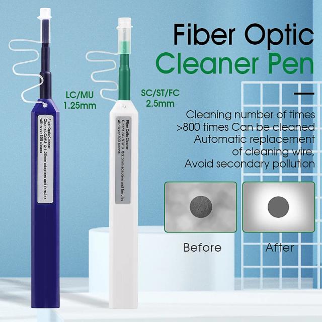 Caneta de Fibra Óptica FTTH com Dois Tamanhos: 2.5mm LC e 1.25mm SC/FC/ST - Limpador Inteligente Inclusa