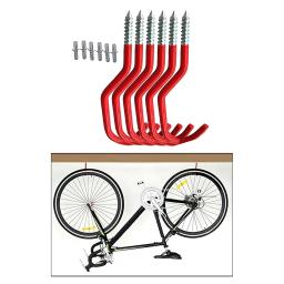 Ganchos de metal para bicicleta, 6 peças, armazenamento de teto, para casa, garagem, vassoura, organizador de vassoura, suporte para pendurar - Image 3