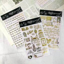 Ouro esfregar em adesivos colagem retro scrapbooking carta transferência adesivo diário artesanato suprimentos diário cartão decoração hobbies - Image 4