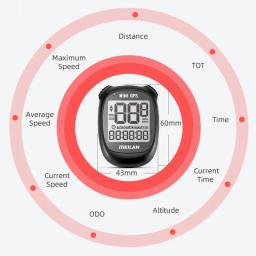 Meilan-mini computador de bicicleta m3, equipamento de gps para ciclismo, sem fio, com velocímetro de velocidade de horário, para jovens Oval bonito fácil de transportar meninas senhoras vermelhas pequena miniatura - Image 3