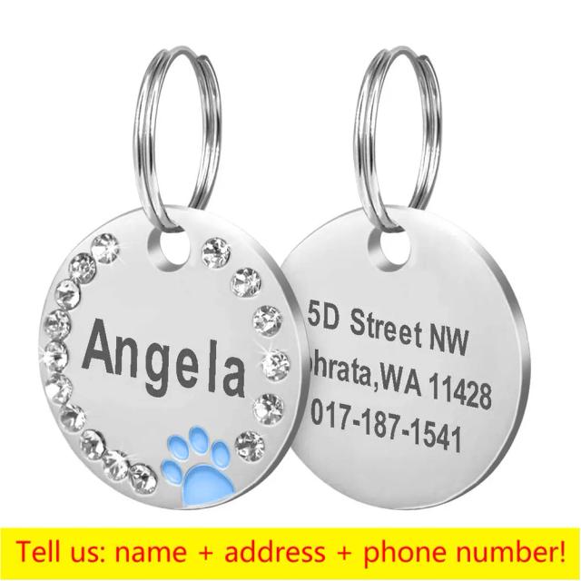 Coleira Personalizada para Identificação de Cães e Gatos com Gravação e Endereço Exclusivo