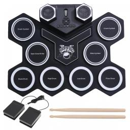 Conjunto de tambor eletrônico midi, compatível com bluetooth, 8 almofadas de silicone, alto-falantes internos com bateria de lítio embutida - Image 1