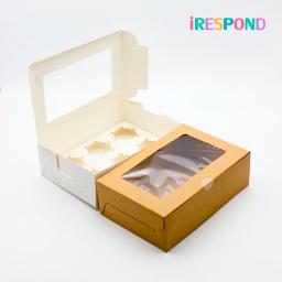 Conjunto de caixas brancas para doces e cupcakes, 6 peças, branco, presente de casamento, sobremesa, artesanato, embalagens com windows, copos, bolo, 6 suportes de cupcake - Image 1