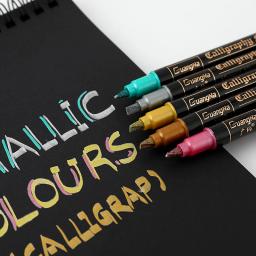 Conjunto de canetas de desenho com pontas duplas, 12/24 cores, metálicas, pérola, arte, marcadores metálicos, conjunto de canetas para desenho - Image 4