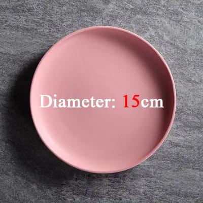 Tiro fotografia comida utensílios de mesa cor sólida placas de cerâmica simples & criatividade placa de carne redonda sobremesa prato salada pratos - Image 1