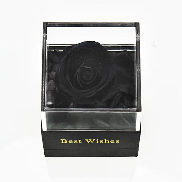 Caixa de Joias Preservada com Flor Rosa Eterna e Colar, o Presente Perfeito para Casamento, Natal e Dia dos Namorados