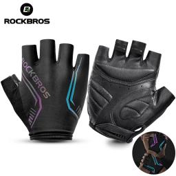 Rockbros luvas de ciclismo metade do dedo das mulheres dos homens verão mtb bicicleta estrada luvas à prova choque respirável equipamento ciclismo - Image 1