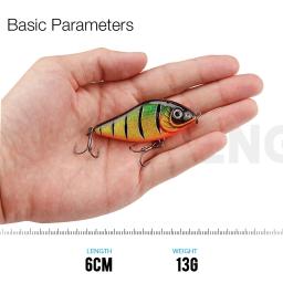 Trehook 5 pçs/caixa afundando lento jerk iscas pike wobblers 6cm 13g inverno iscas de pesca conjunto ratlin vib isca jerkbait qualidade ganchos - Image 2