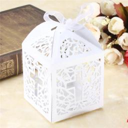 10 pçs cruz caixas de doces caixa de presente do anjo para o batismo do chuveiro do bebê aniversário primeira comunhão baptismo festa favor saco 5x5x8cm - Image 2